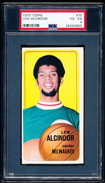 1970-71 Topps Basketball- #75 Lew Alcindor, Milwaukee- PSA Vg-Ex 4 – 2nd year card
