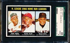 1967 Topps Baseball- #244 N.L. Home Run Leaders (Aaron/ Allen/ Mays)- SGC 88 (Nm-Mt 8)