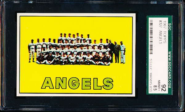 1967 Topps Baseball- #327 Angels Team- SGC 92 (Nm-Mt+ 8.5)