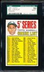 1967 Topps Baseball- #361 Checklist (Clemente)- SGC 92 (Nm-Mt+ 8.5)