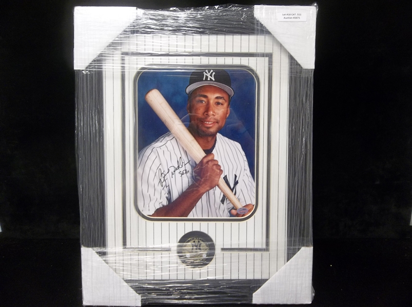 Autographed & Framed Bernie Williams 8” x 10” Photo Matted and Framed to 14-½” by 18-½”