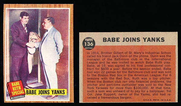 1962 Topps Bb-#136 Babe Joins Yanks- 4 Cards