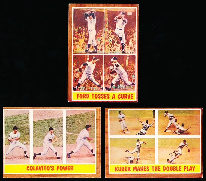 1962 Topps Bb- 5 Diff In Action Cards