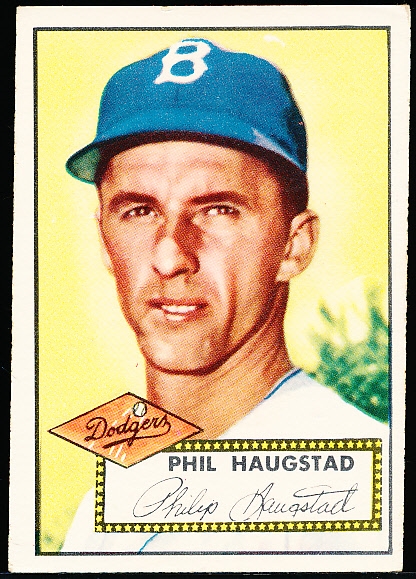 1952 Topps Baseball- #198 Phil Haugstad, Dodgers