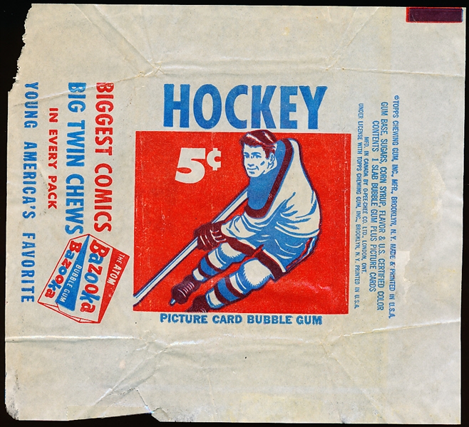 1957-58 Topps Hockey 5 Cent Wrapper