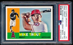 2017 Topps Archives Bsbl. “Gray Back”- #1 Mike Trout, Angels- Bat Behind Head- PSA Graded Gem Mint 10.