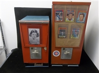 Two Diff. 1940-60’s Calex Manufacturing Inc. (Amityville, NY) 5 Cent Trading Card Steel Vending Machines