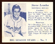 1950 V362 Big League Stars- #7 Steve Lembo, Montreal Royals