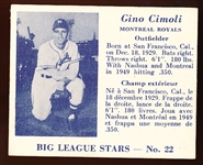 1950 V362 Big League Stars- #22 Ginio Cimoli, Montreal Royals