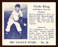 1950 V362 Big League Stars- #26 Clyde King, Montreal Royals