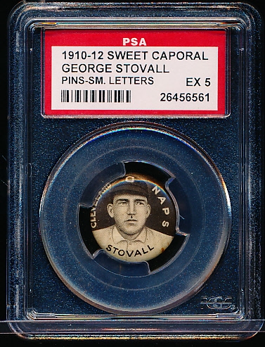 1910-12 P2 Sweet Caporal Baseball Pin- George Stovall, Cleveland Naps- Small Letters Version- PSA Ex 5