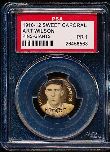 1910-12 P2 Sweet Caporal Baseball Pin- Art Wilson, Giants- PSA Poor 1