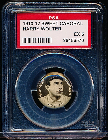 1910-12 P2 Sweet Caporal Baseball Pin- Harry Wolter, New York Yankees- PSA Ex 5