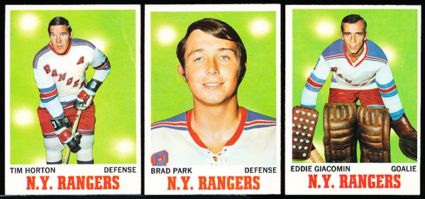 1970-71 Topps Hockey- 10 Diff NY Rangers
