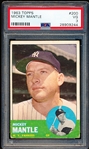 1963 Topps Baseball- #200 Mickey Mantle, Yankees- PSA Vg 3