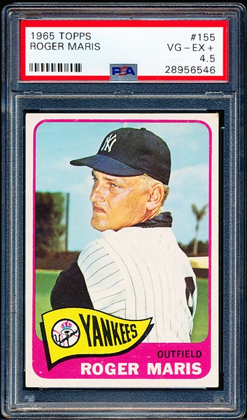 1965 Topps Baseball- #155 Roger Maris, Yankees- PSA Vg-Ex+ 4.5