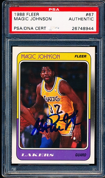 1988-89 Fleer Basketball- #67 Magic Johnson, Lakers- PSA/DNA Certified Authentic Autograph