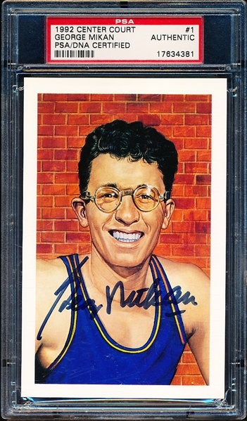 1992 Center Court Basketball- #1 George Mikan- PSA/DNA Certified Authentic Autograph