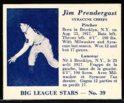 1950 V362 Big League Stars- #39 Jim Pendergast, Syracuse Chiefs