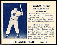 1950 V362 Big League Stars- #48 Dutch Mele, Syracuse Chiefs