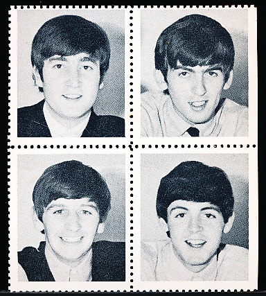 1960’s-70’s The Beatles- 4 Attached Photo Stamps with Glue still on back