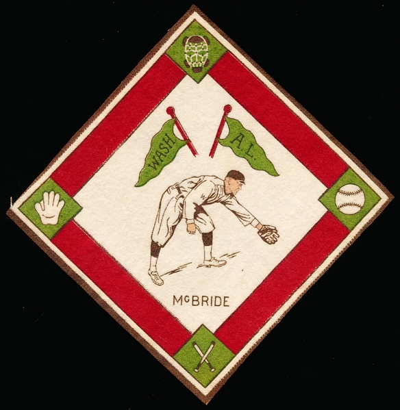 1914 B18 Baseball Blanket- McBride, Wash AL- Green Pennants