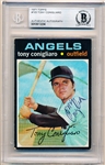 Autographed 1971 Topps Bsbl. #105 Tony Conigliaro, Angels- Beckett Authenticated/ Slabbed