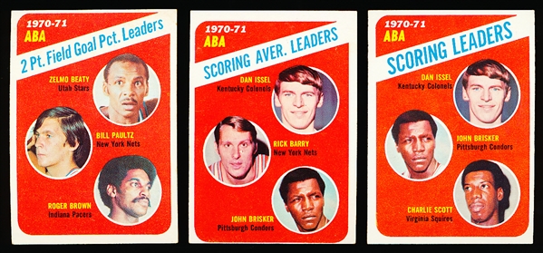 1971-72 Topps Bask- 4 ABA Ldrs Cards