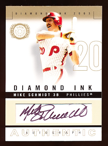 2003 Fleer Patchworks Bb- “Diamond Ink”- #MS-DI Mike Schmidt, Phillies- #164/194