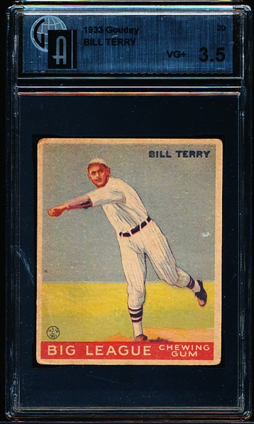 1933 Goudey Baseball- #20 Bill Terry, Giants- GAI Vg+ 3.5