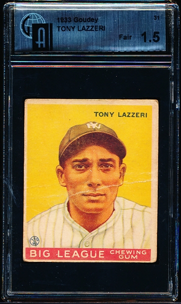 1933 Goudey Baseball- #31 Tony Lazzeri, Yankees