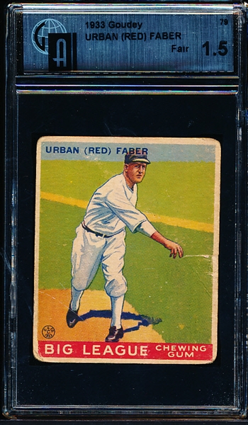 1933 Goudey Baseball- #79 Urban (Red) Faber- GAI Fair 1.5
