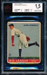 1933 Goudey Baseball- #138 Herb Pennock, Yankees- BVG 1.5 Fair