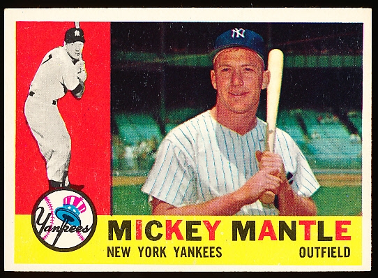 1960 Topps Baseball- #350 Mickey Mantle, Yankees- Withdrawn