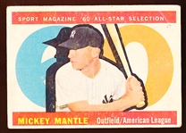 1960 Topps Baseball- #563 Mickey Mantle All Star- Hi#