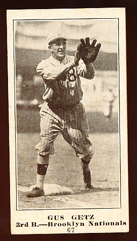 1916 M101-5 Blank Back- #67 Gus Getz, Brooklyn Nat