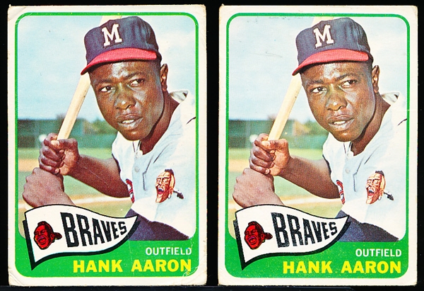 1965 Topps Bb- #170 Hank Aaron, Braves- 2 Cards