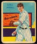 1934-36 Diamond Stars Bb- #100 Earle Averill, Cleveland- 1936 Blue Printing Back- Hi #