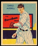 1934-36 Diamond Stars Baseball- #35 Earl Averill, Cleveland- 1935 Green Back