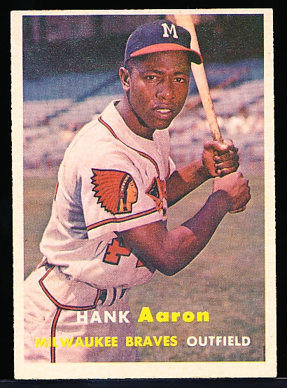 1957 Topps Baseball- #20 Hank Aaron, Braves
