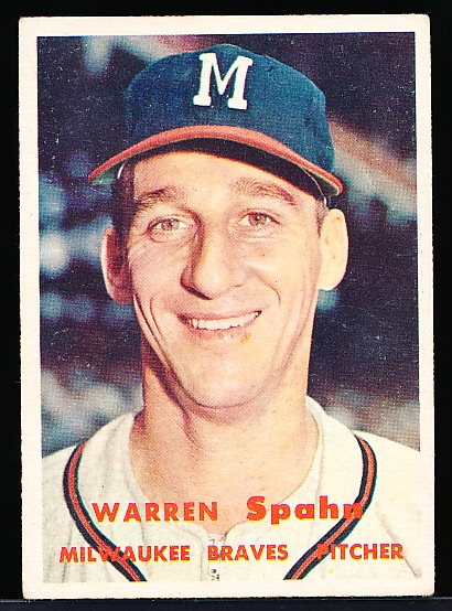 1957 Topps Baseball- #90 Warren Spahn, Braves