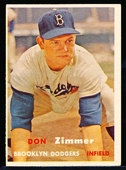 1957 Topps Bb- #284 Don Zimmer, Dodgers- Semi Hi#