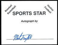 Autographed Mark Fidrych 4” x 6” “Sports Star” Index Card