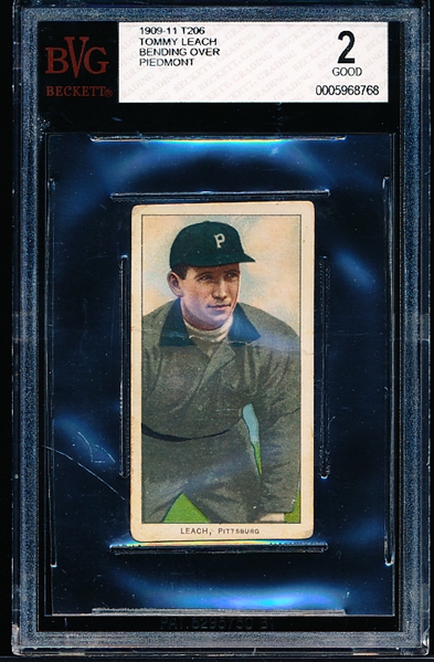 1909-11 T206 Bb- Tommy Leach, Pittsburg- Bending Over Pose- BVG 2 (Good)- Piedmont 460 back.