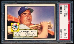 1952 Topps Bb- #129 Johnny Mize, Yankees- PSA Ex-Mt 6
