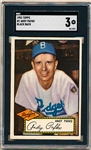1952 Topps Baseball- #1 Andy Pafko, Dodgers- SGC 3 Vg- Black Back