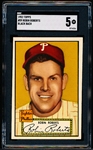 1952 Topps Baseball- #59 Robin Roberts, Phillies- SGC 5 (EX)- Black Back