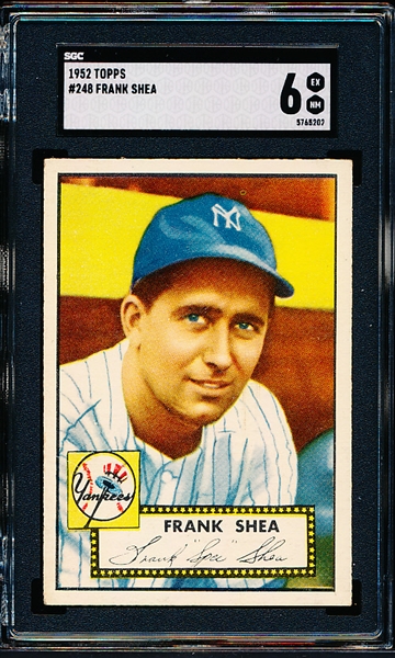 1952 Topps Baseball- #248 Frank Shea, Yankees- SGC 6 (Ex-Nm)