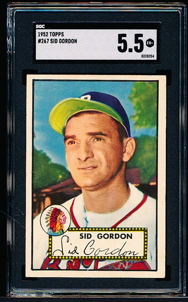 1952 Topps Baseball- #267 Sid Gordon, Braves- SGC 5.5 (Ex+)