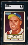 1952 Topps Baseball- #293 Sibi Sisti, Braves- SGC 6 (Ex-NM)